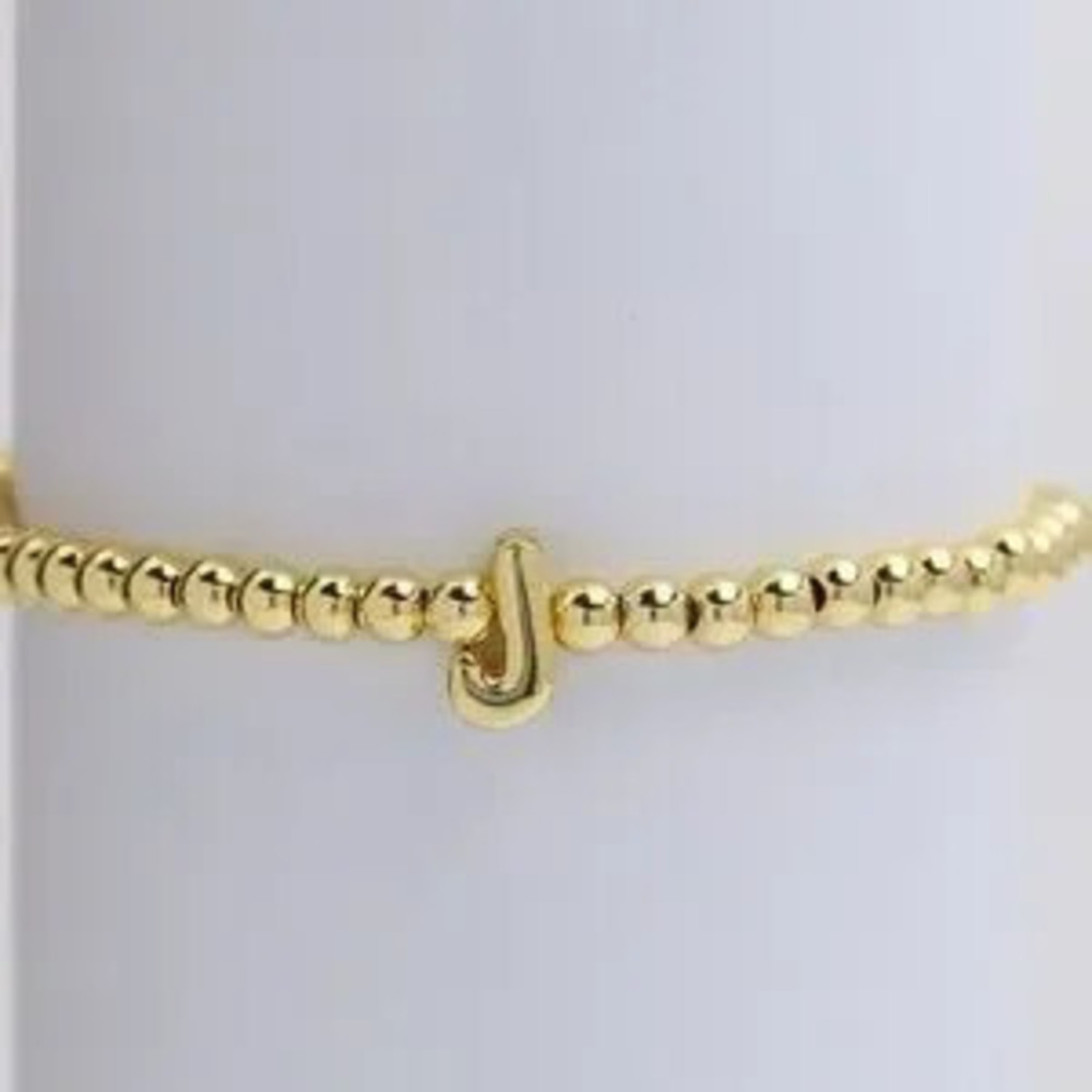Gold Bubble Initial Letter Beaded Bracelet (5100)
